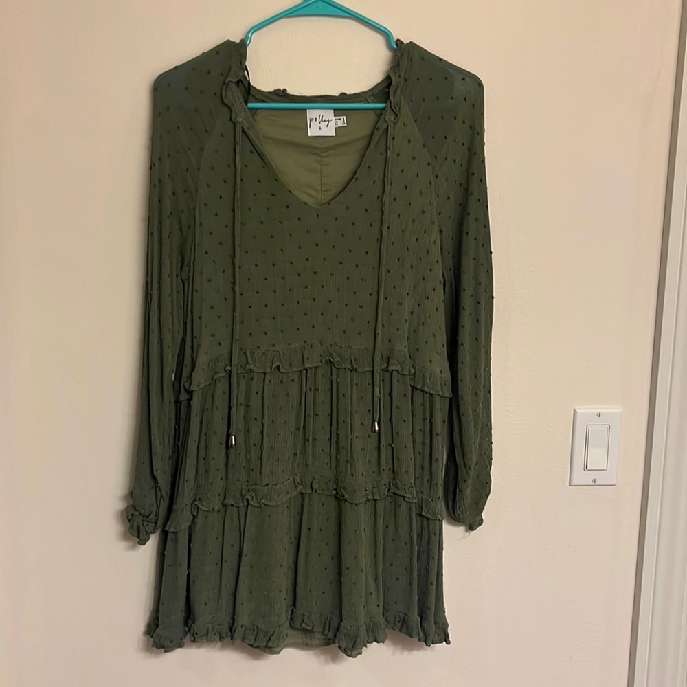 Princess Polly long sleeve green dress, US size 2, AU/UK size 6, EU size 34